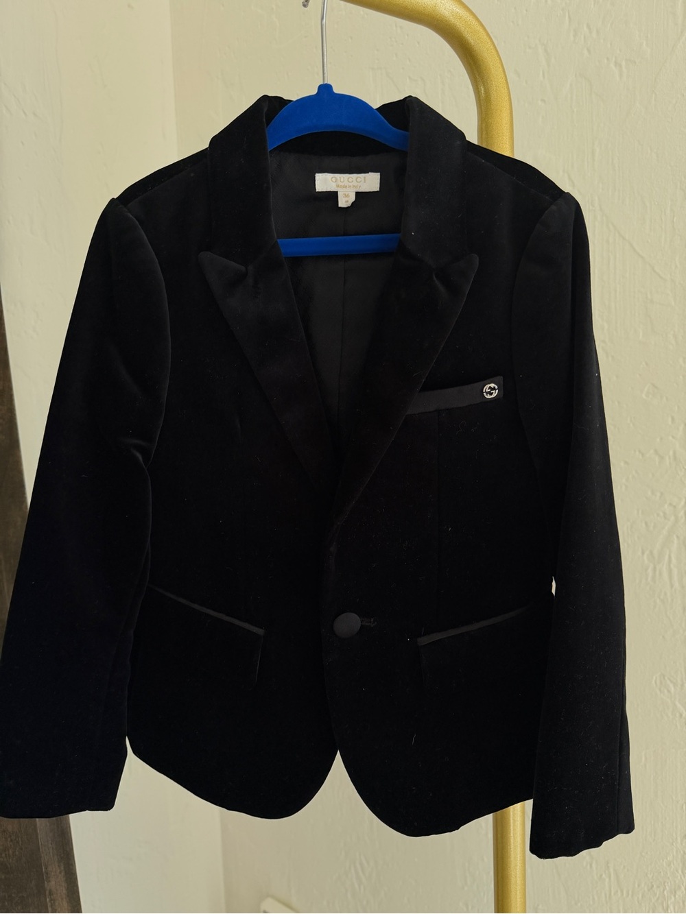 Gucci Boys Black Velvet Blazer 3T Like New Authentic Italian Luxury - Picture 4 of 5